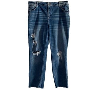 Lane Bryant Distressed Magic Waistband High-Rise Straight Leg Jeans